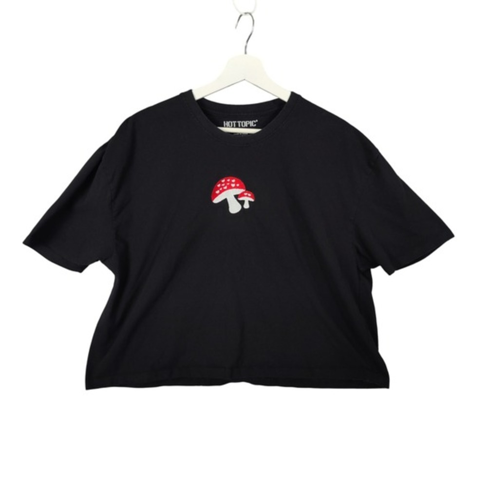 Hot Topic‎ Black Embroidered Mushroom  Fairy Garden Graphic T-Shirt Women's XL
